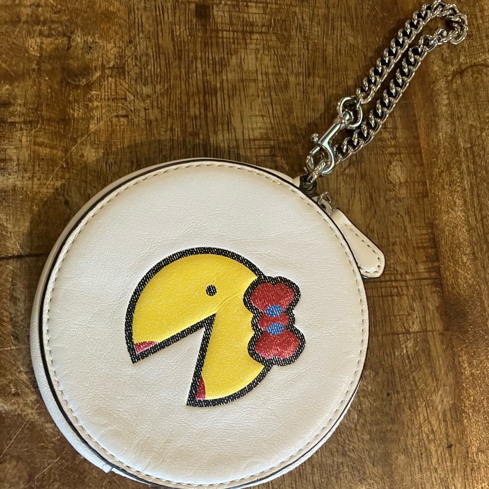 Coach Ms. PAC-MAN Round Coin Purse Wallet with Chain